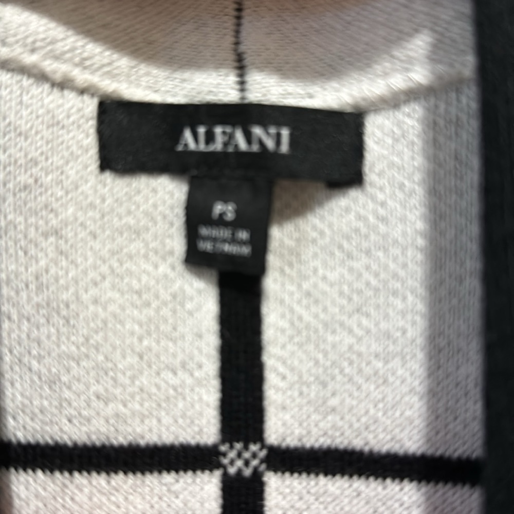 ALFANI Plaid Open-Front Sweater Vest Black Ivory PS SP Petite Small NWOT $80 - Picture 4 of 9